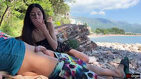 Intense Public Dick Flashing On The Beach Leads To Cum Help!