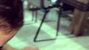 Sailor girl hotwife sucks dick intensely at office until swallowing sperm