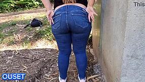 curvy bbw spreads huge ass for doggystyle in forest