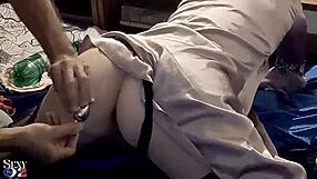 2069 - Close Up - French Amateur Satin Black Panties Black Corset Brown Light Satin Jacket Rubbing Panties Doggystyle Deepthroat Rimming Sex Toys