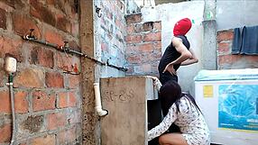 Neighbor with nothing on under her nightgown her pink pussy is visible