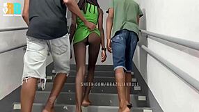 Brazilian bull dominates hotwife in threesome before cuckold.