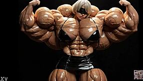 2b grows to be a muscular giantess in pump factory fmg ai animation