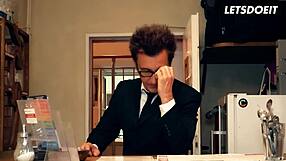 Big tits brunette barbara bieber gets seduced and fucked hard by businessman in horny hostel!