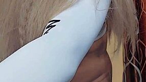 Rica Blanca, the transsexual star, performs oral sex on a cock in this scene