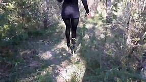 high heels and walking in the woods