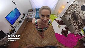 Skinny blonde nesty blowjob and pov sex