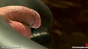 Brunette Forced to Suck Cock for Gimp in BDSM Bondage