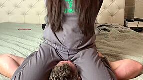 Bedroom beating facesitting domination wrestling