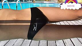 high school club makes me wear this swimsuit at pool for secret onanie