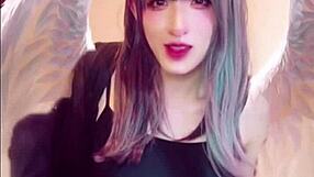 Cute Ladyboy Masturbates While Streaming On Camera