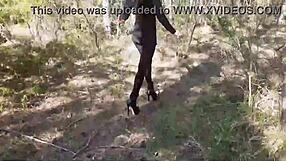 high heels and walking in the woods