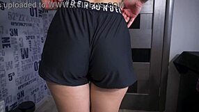 Pawg milf teasing her ass in sports under armor shorts.