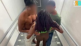 Brazilian bull dominates hotwife in threesome before cuckold.