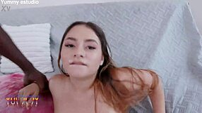 shy cute sussy sweet plays with two big cocks then enjoys intense dap