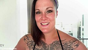 kali danes with tattooed big tits sucks huge cock in pov and swallows cum