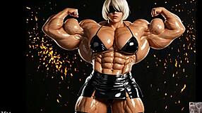2b grows to be a muscular giantess in pump factory fmg ai animation
