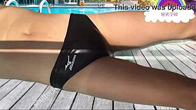 high school club makes me wear this swimsuit at pool for secret onanie