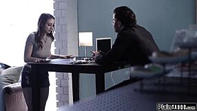 Brunette Seduces Guy For Job With Rough Fucking