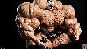 2b grows to be a muscular giantess in pump factory fmg ai animation