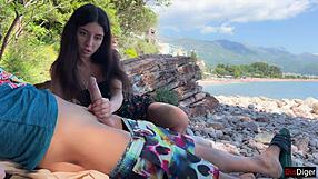 Intense Public Dick Flashing On The Beach Leads To Cum Help!