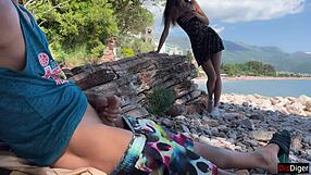 Intense Public Dick Flashing On The Beach Leads To Cum Help!