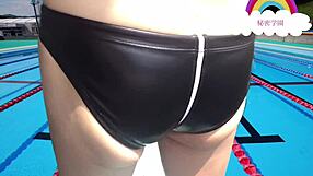 high school club makes me wear this swimsuit at pool for secret onanie