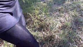 high heels and walking in the woods