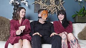 slave in threeway with domme