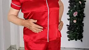 Stepmom, seduce your stepson with a striptease, blowjob, and cumshot on huge boobs?