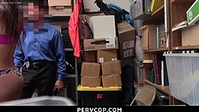 Lily Adams, caught concealing merchandise, gets punished by the perv cop