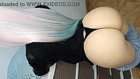 Horny stepdaughter reveals big virgin ass in jeans, lifts it eagerly to take huge thick cock for anal sex over 18