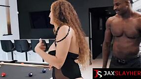 Muscular dude licks Jessie Rogers' pussy before intense fucking!