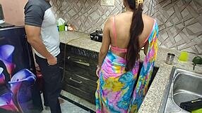 indian desi bhabhi fucked hard by her devar first time in kitchen, teasing and riding his big cock rough in homemade roleplay