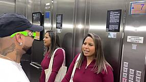 Game between friends turned into strong sex on balcony. Everyone watching.