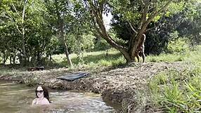 albina has sex in the bush with stranger who masturbated for her