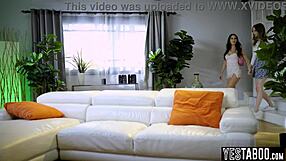 Innocent Teen Shares Threesome with Slutty Friend and Mature Stud