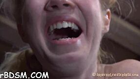 restrained slave gets rough fucking for her tight pussy