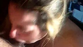 She gets mad as I blast his face with hot cumshot