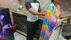 indian desi bhabhi fucked hard by her devar first time in kitchen, teasing and riding his big cock rough in homemade roleplay