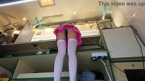 Is that hot 18 yo chick showing her upskirt at work on hidden camera?