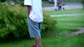 Hot teen Alexis Crystal in public street threesome sex with two young guys.