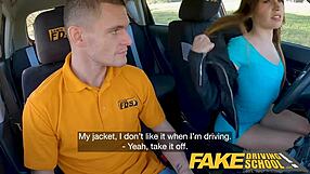 Fake driving school with cute Miriam's blowjob and POV orgasm.