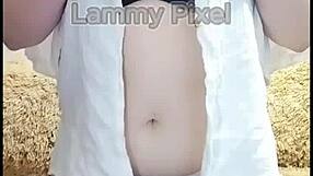 Horny brunette Lammy Pixel stripteases and shows off her gorgeous ass!