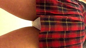 Shemale plays with dirty underwear in the toilet, getting aroused and messy