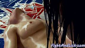 Busty Lesbian Babe Scissors After Wrestling?