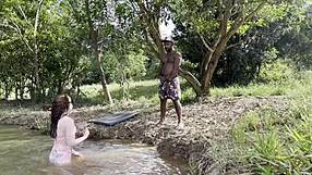 albina has sex in the bush with stranger who masturbated for her