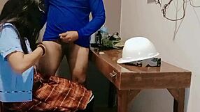 Pinay teen student in dorm gets hard fucked by construction boy with rough sex and moaning.