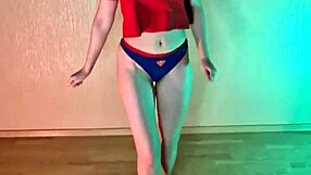 Young girl practices hip hop moves in panties at home