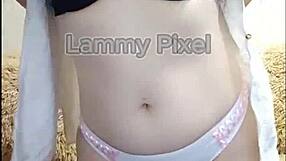 Horny brunette Lammy Pixel stripteases and shows off her gorgeous ass!
